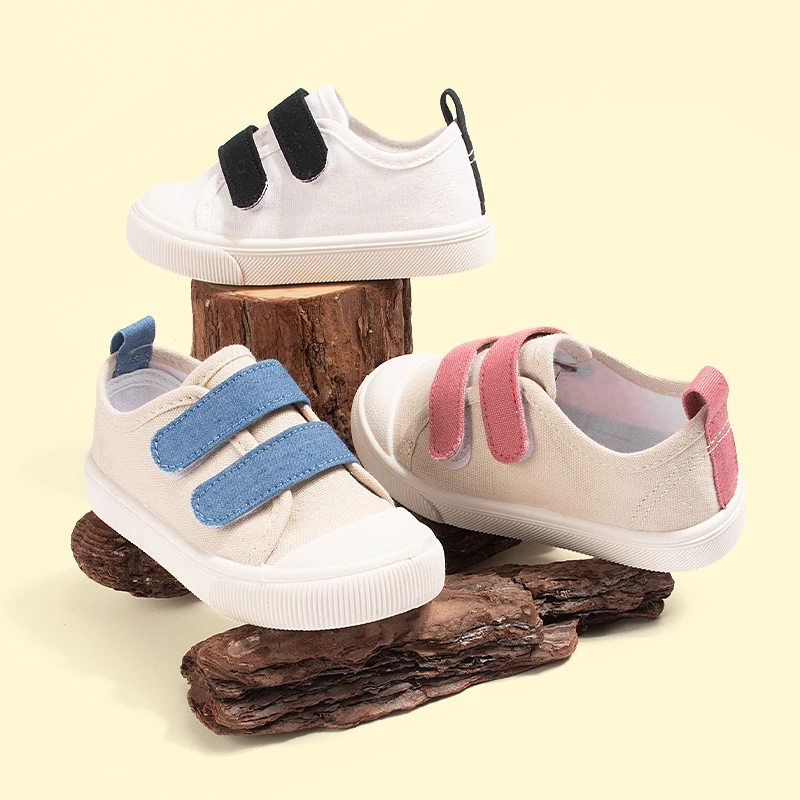 

New Three Color Baotou Low cut Children's Canvas Shoes for Spring 2025, Casual Soft soled Shoes for Baby Products EKC5304