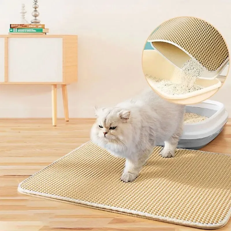 

Pet Cat Litter Mat Waterproof Double Layer Cat Litter Trapping Pet Litter Box Mat Clean Pad Products For Cats Accessories