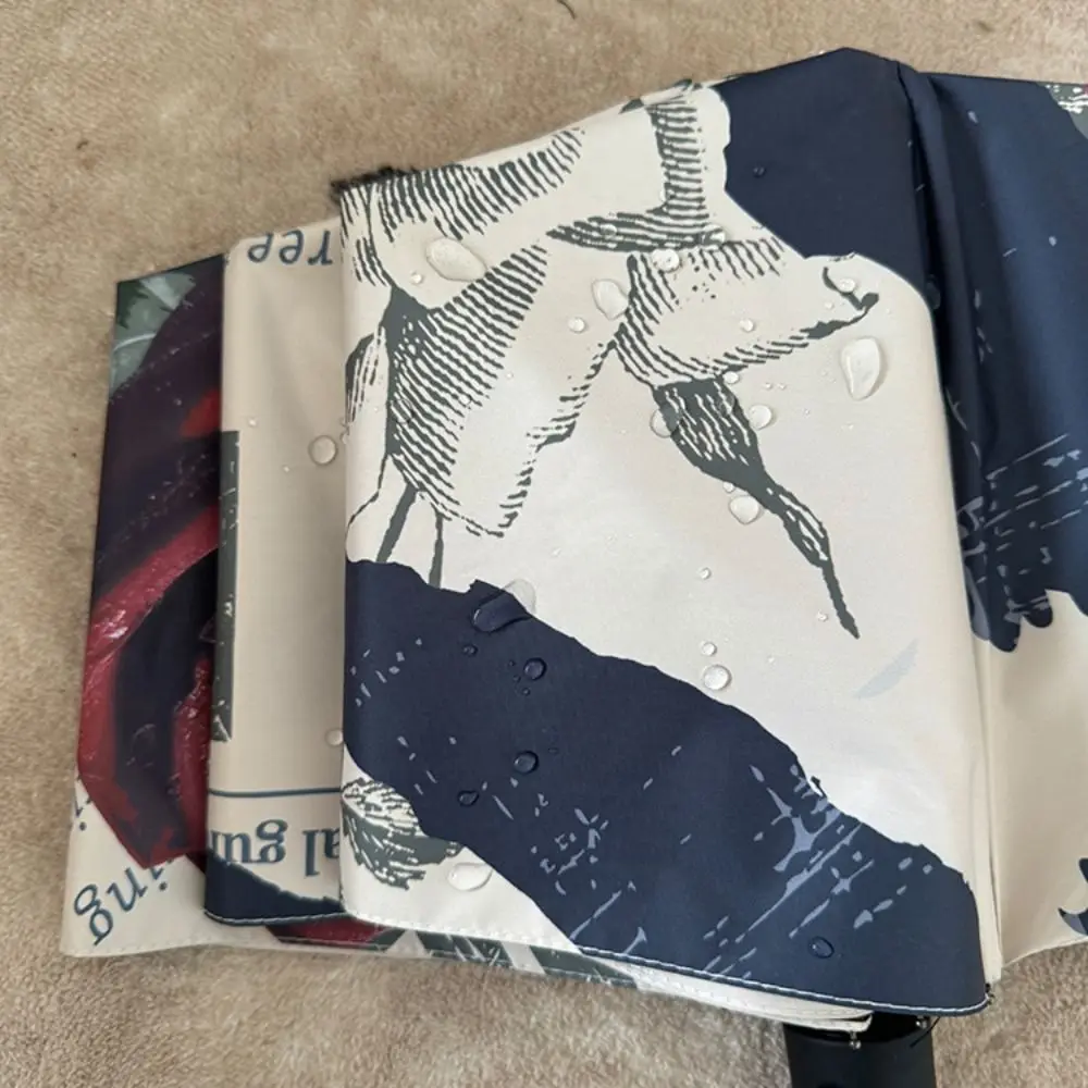 

Rose Pattern Automatic Umbrella Three Folding Portable Sun Protection Umbrella Reinforced Frame Lightweight Folding Umbrella