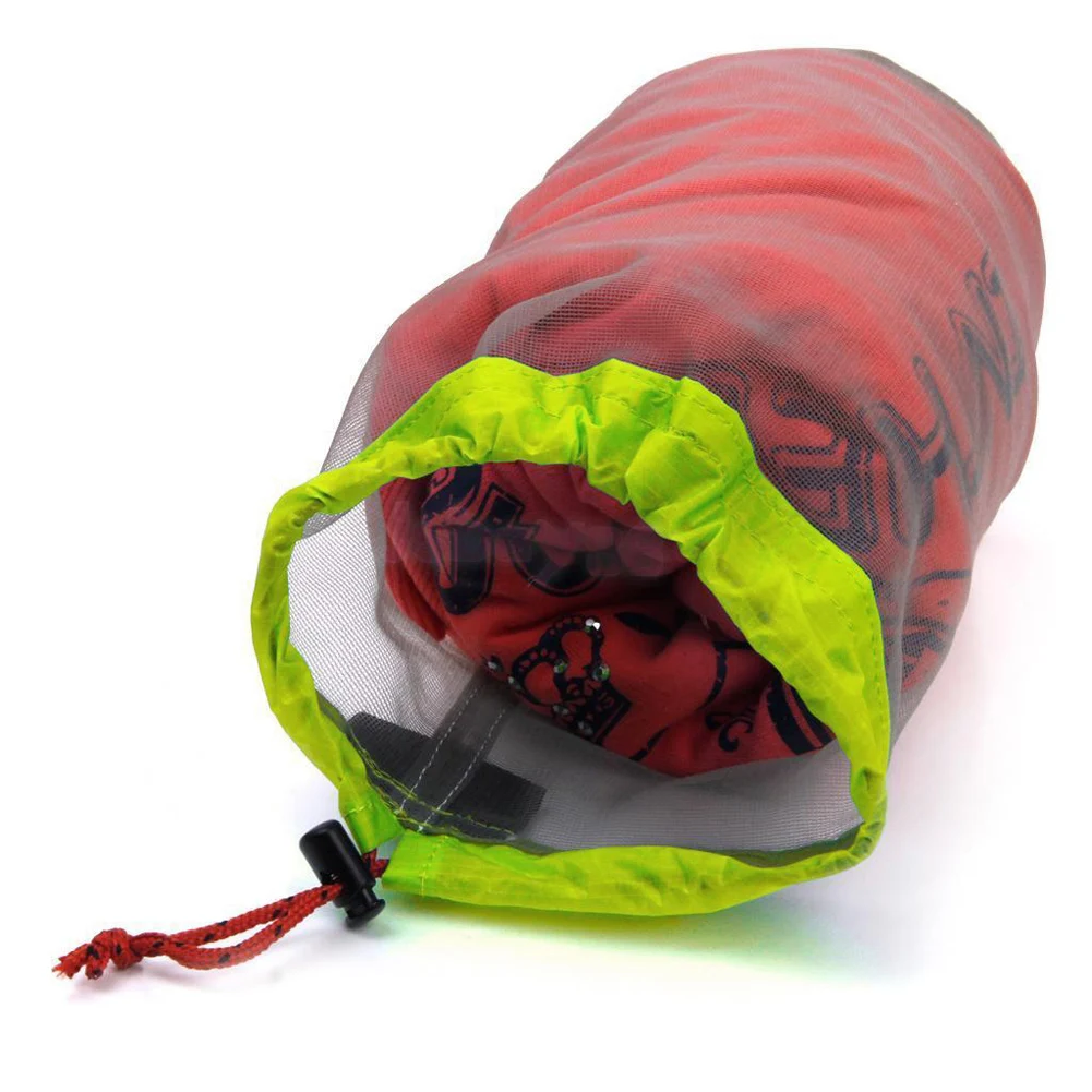 Outdoor Bag Ultralight Mesh Stuff Sack Camping Sports Drawstring Storage Bag Hiking Tools Climbing Drawstring Bolsa