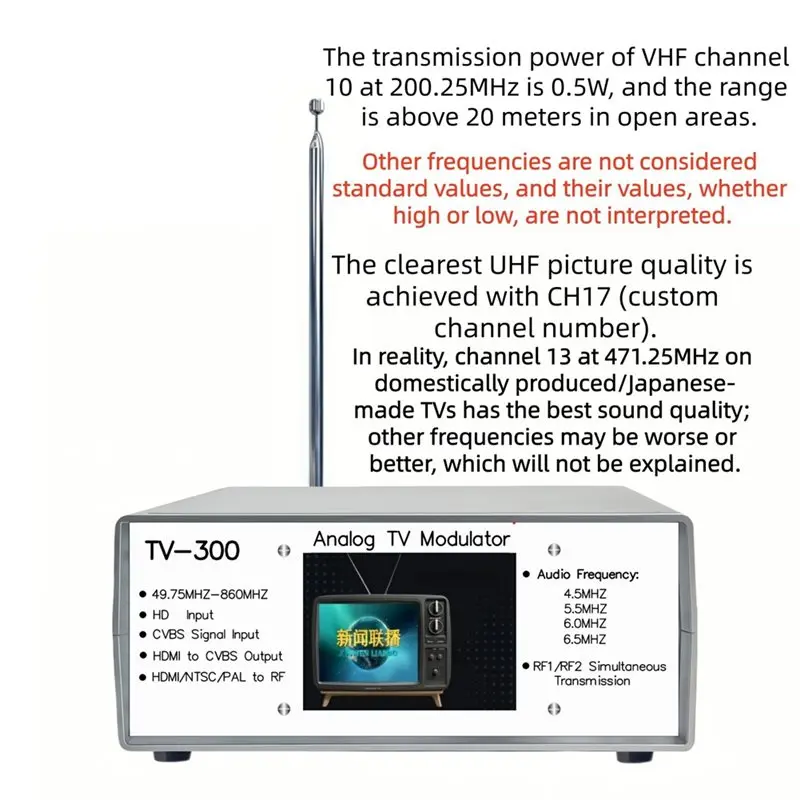A31T TV300 Analog Video Converter 2CH Dual Channel Analog TV Modulator Wireless Transmitter US Plug for Old TV