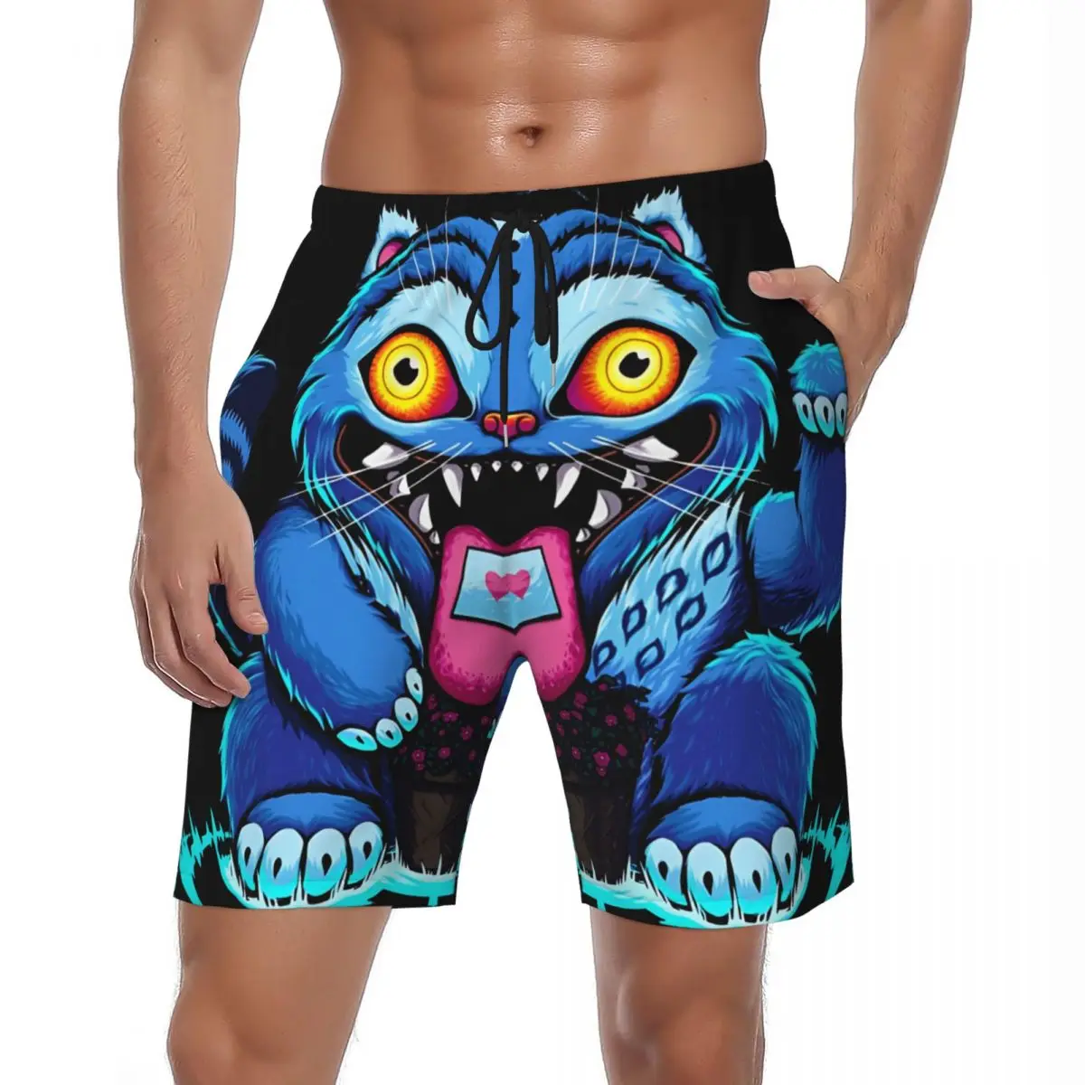 

Летние шорты для доски Man Huntrix Blue Derpy Money Tiger Running Demon Hunters Пляжные шорты Быстросохнущие плавки размера плюс