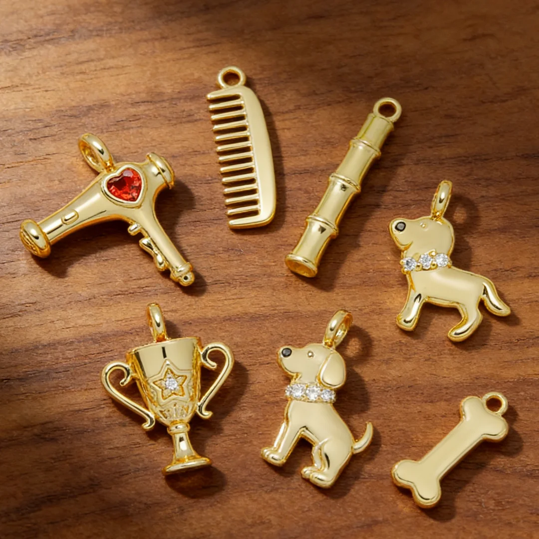 

Набор из 5 позолоченных подвесок: милые собачьи косточки, расчески, трофеи, фен – дизайнерские аксессуары для создания украшений своими руками (для ожерелий и браслетов)