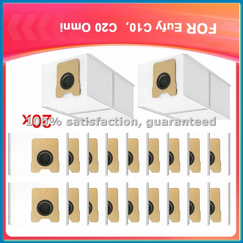 20 Pack C20 Dust Bags Fit for C10,C20 Omni Robot Vacuum,Large Capacity Disposable C10 Dust Bags with-A79M