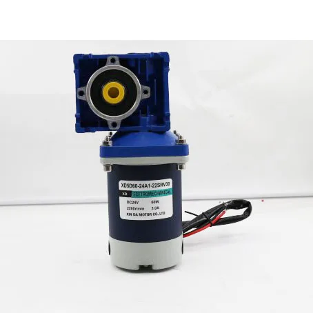 12V 24V 60W NMRV30 DC Worm Gear Motor with Single Output Shaft RV30 with Self-locking Adjustable-speed CW CCW High Torque