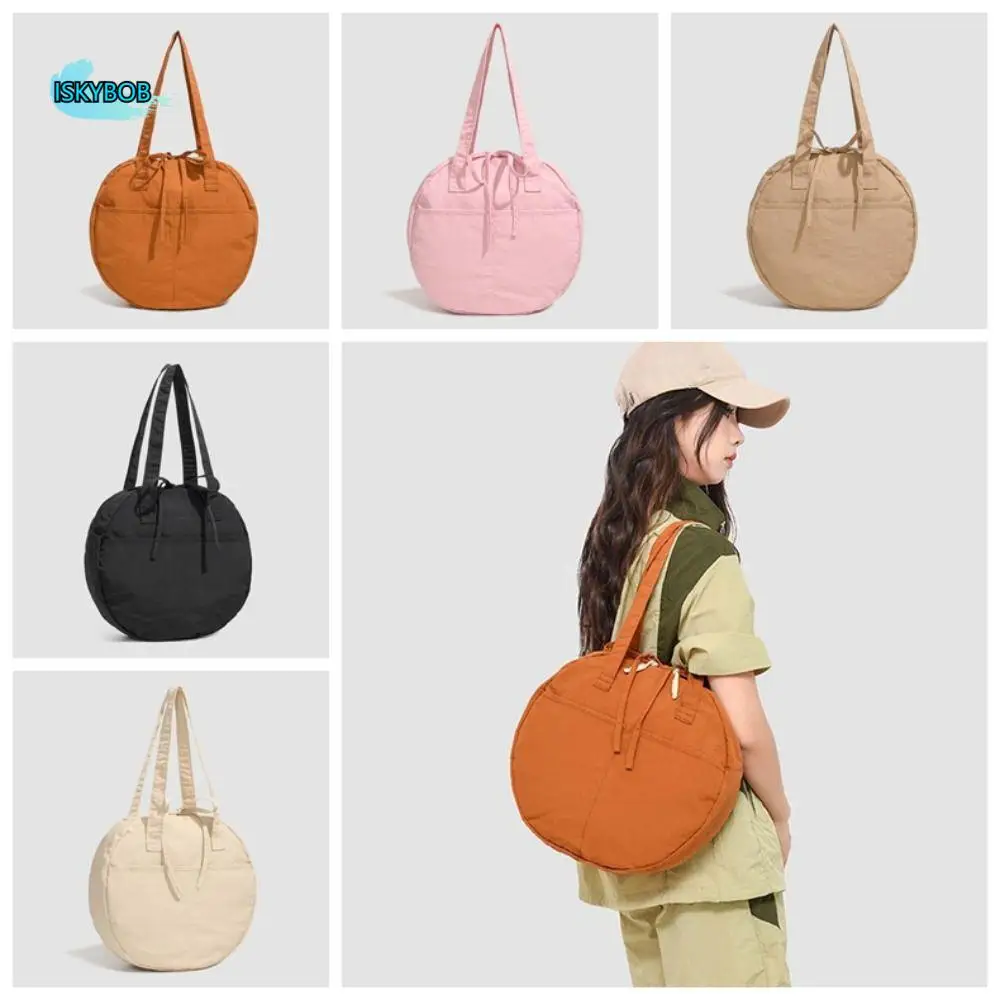 

Japanese Style Shoulder Round Bag Oxford Cloth Solid Color Large Capacity Handbag Anti-splash Water Bow Casual Women Pouch