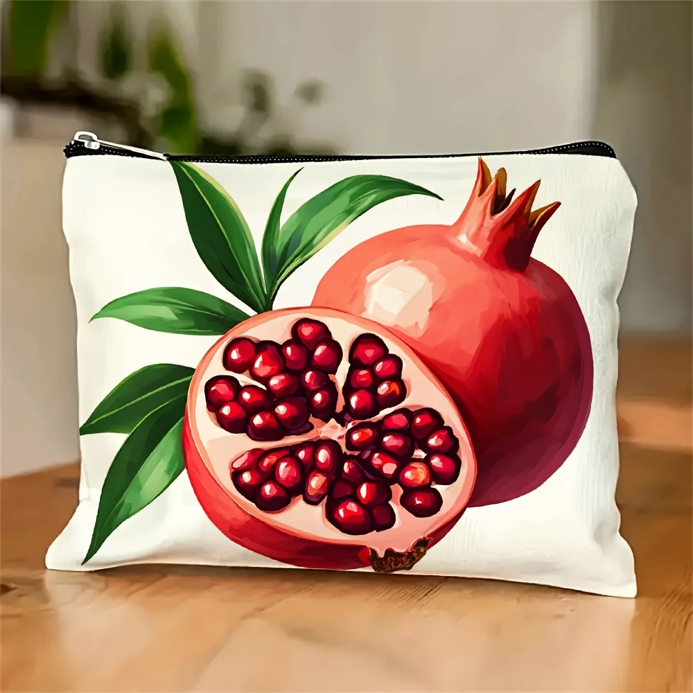 

A Pomegranate Patterned Makeup Bag- Multifunctional Zipper Pouch, Jewelry Storage Bag, Perfect Travel Zipper Small Storage Bag.