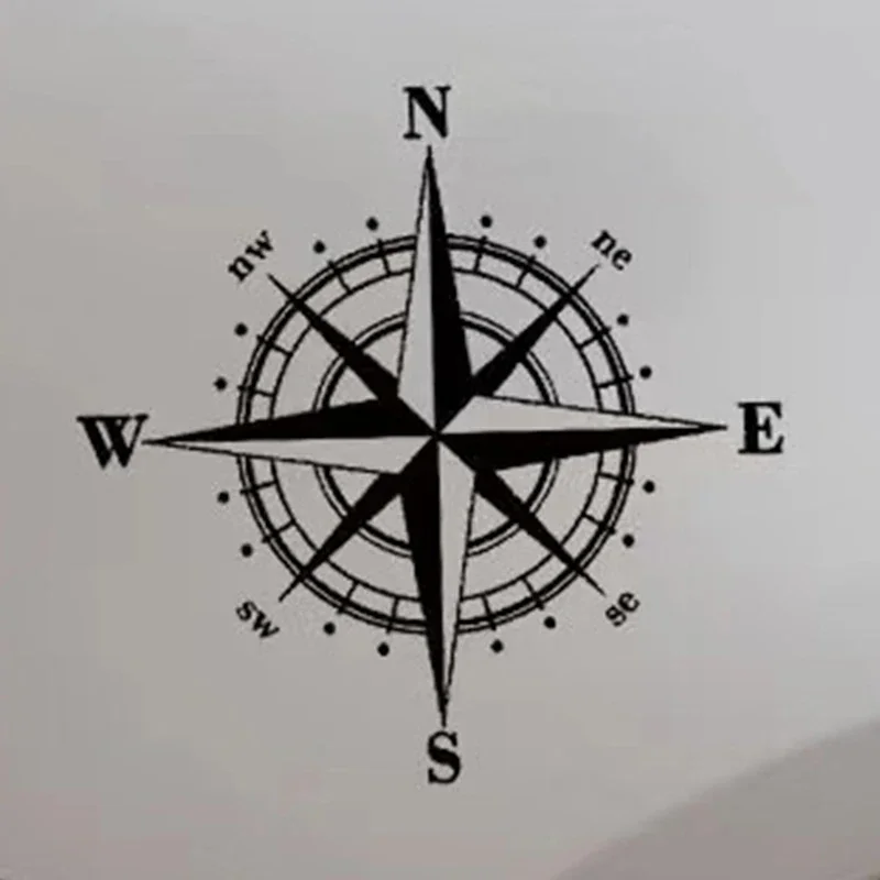 15x15cm Car Stickers Navigation Compass Styling Vinyl Decal Car Decoration Sticker Decal Universal Auto Exterior Accessories 1Pc