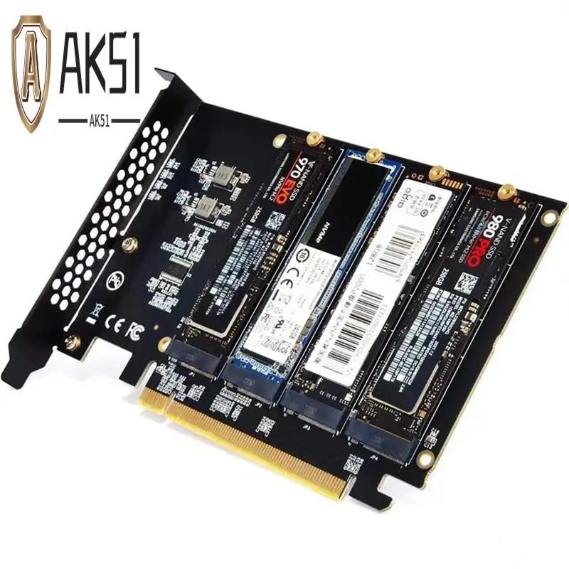 

AK51-PCIE To M.2 NVME Adapter Nvme M.2 PCI Adapter 32Gbps PCI-E Card PCI X16 M Key SSD Computer Expansion Card Add On Cards