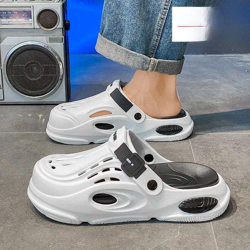

Мужские новые летние уличные нескользящие туфли Clog oes, водонепроницаемые пляжные сандалии двойного назначения, дышащие тапочки из ЭВА на плоском каблуке
