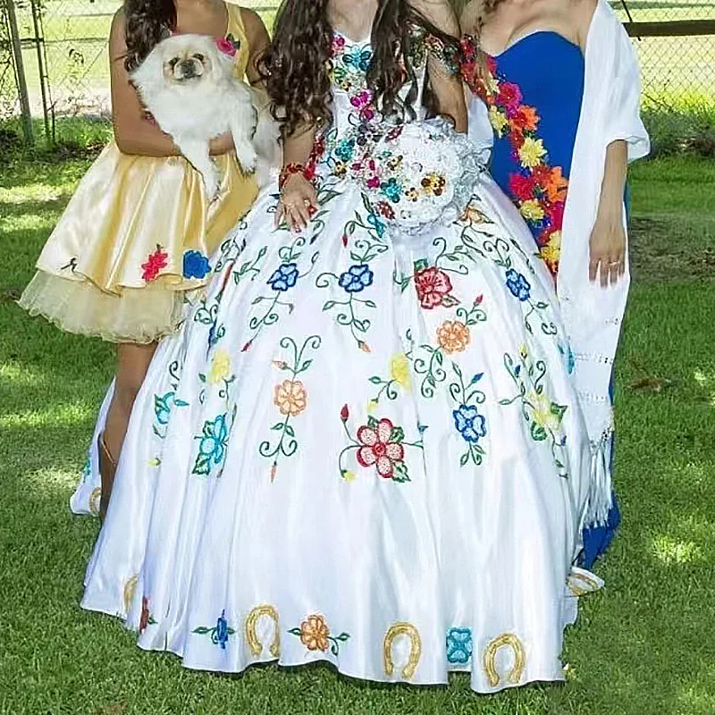 Princesa Quinceanera cetim vestido, vestido de baile até o chão, 15 anos princesa aniversário de gala, grânulos de luxo bordado, Novo, 2023