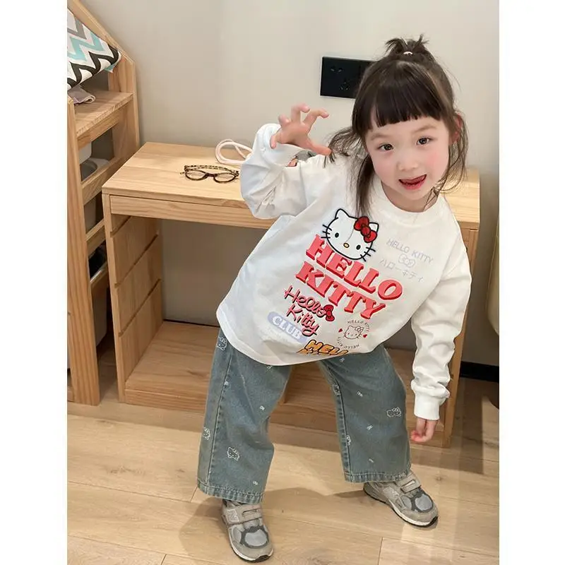 

Kawaii Hello Kitty Sanrio Student Cute Cartoon Comfortable Long Sleeve Hoodie Children Warm Sportswear Birthday Gift for Kids