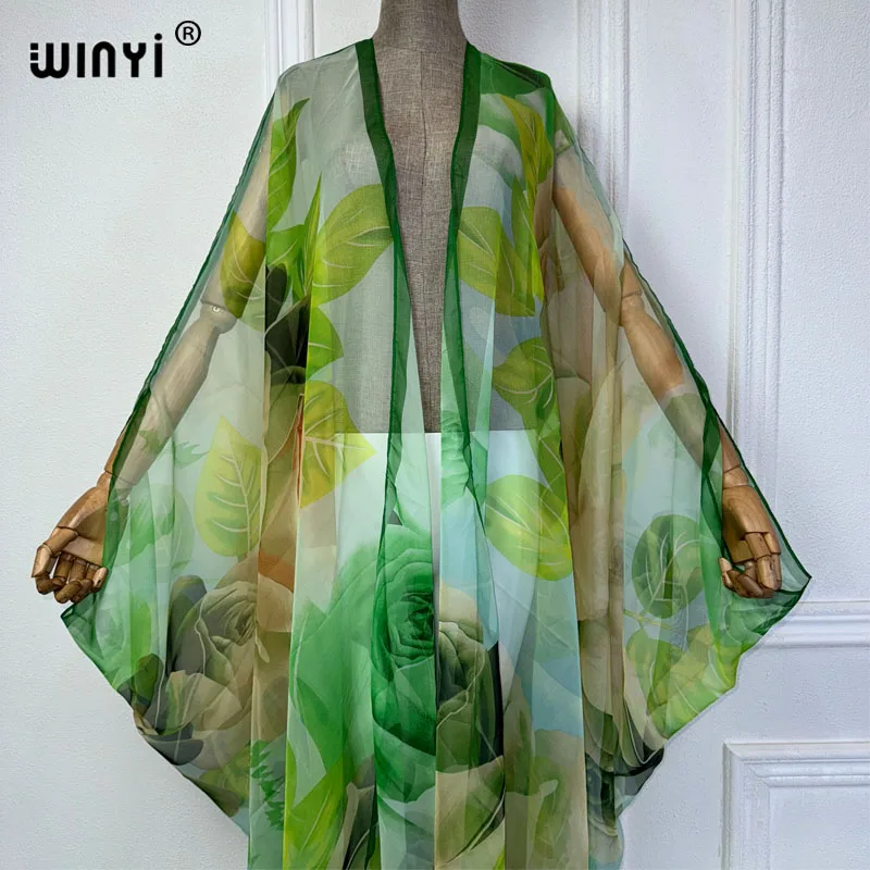 Imagem -03 - Winyi-boho Print Kimono Biquíni Cover-ups Vestido Elegante Perspectiva Sexy Solto Férias Roupas de Praia para Mulheres Cardigã de Tamanho Livre