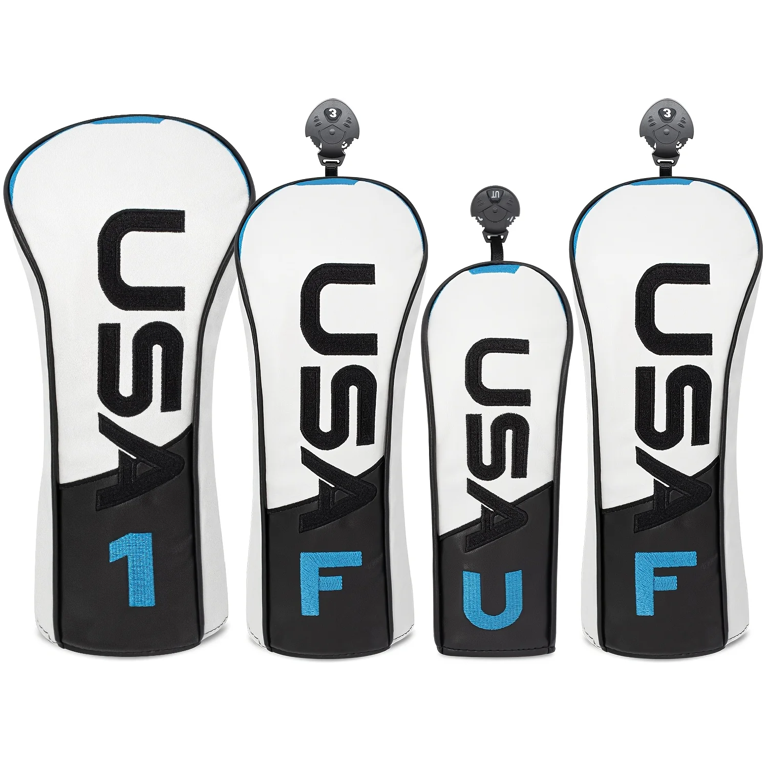 1pc/4pcs Two Tone Black White Large Letter Pattern Golf Club Head Covers, Compatible with Driver, Fairway, Hybrid Clubs