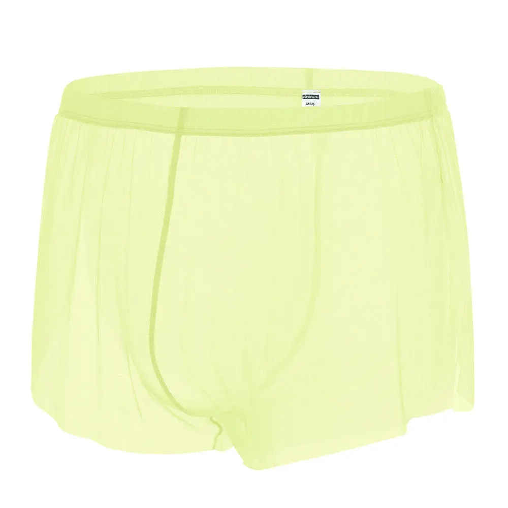 Zonbailon Men's Sexy See Through Boxers Sheer Breathable Trunks