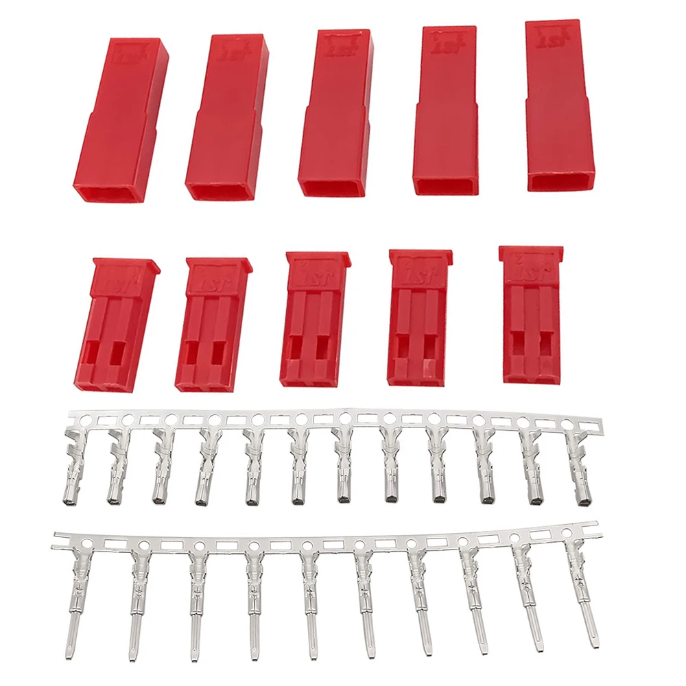 10/20/50Sets 2 Pin JST Red Plug Connector 2.54mm Male Female Housing Crimp Terminal Connector JST SYP 2P for RC Lipo Battery