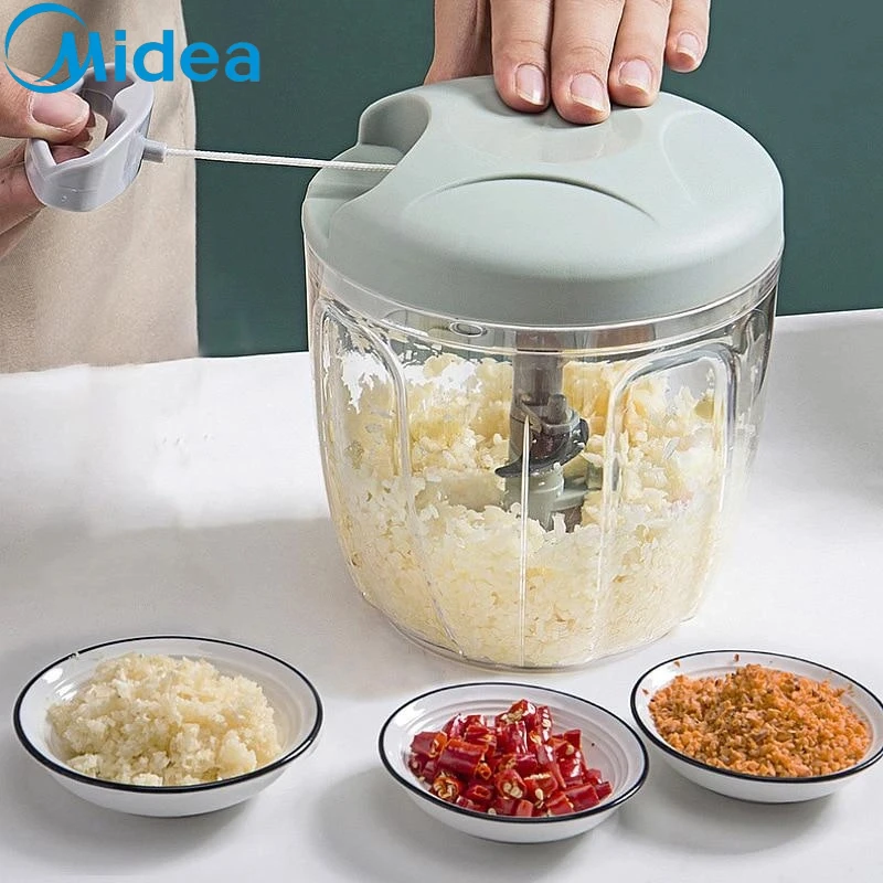 Midea Manual Garlic Chopper Meat Mincer Hand Pull Press Crusher Multifunctional Vegetable Chili Onion Cutter Kitchen Accessories