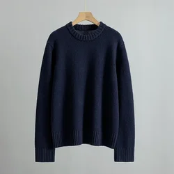 Fall and Winter New Thickened Pure Cashmere Round Neck Pullover Back Stitching Design Sweater Women Pullover