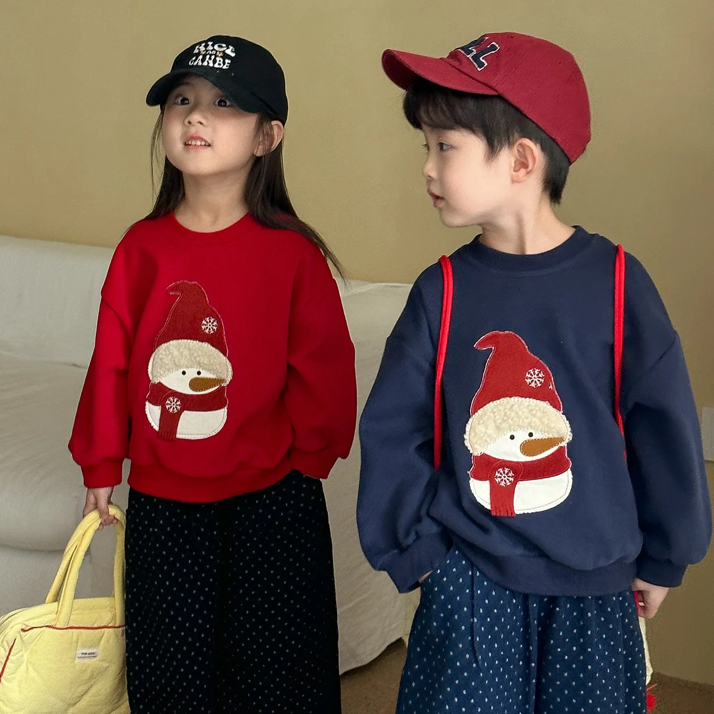 2025 Autumn New Children Christmas Sweatshirt Cartoon Print Boys Girls Long Sleeve Casual Pullover Cotton Kids Loose Sweatshirts