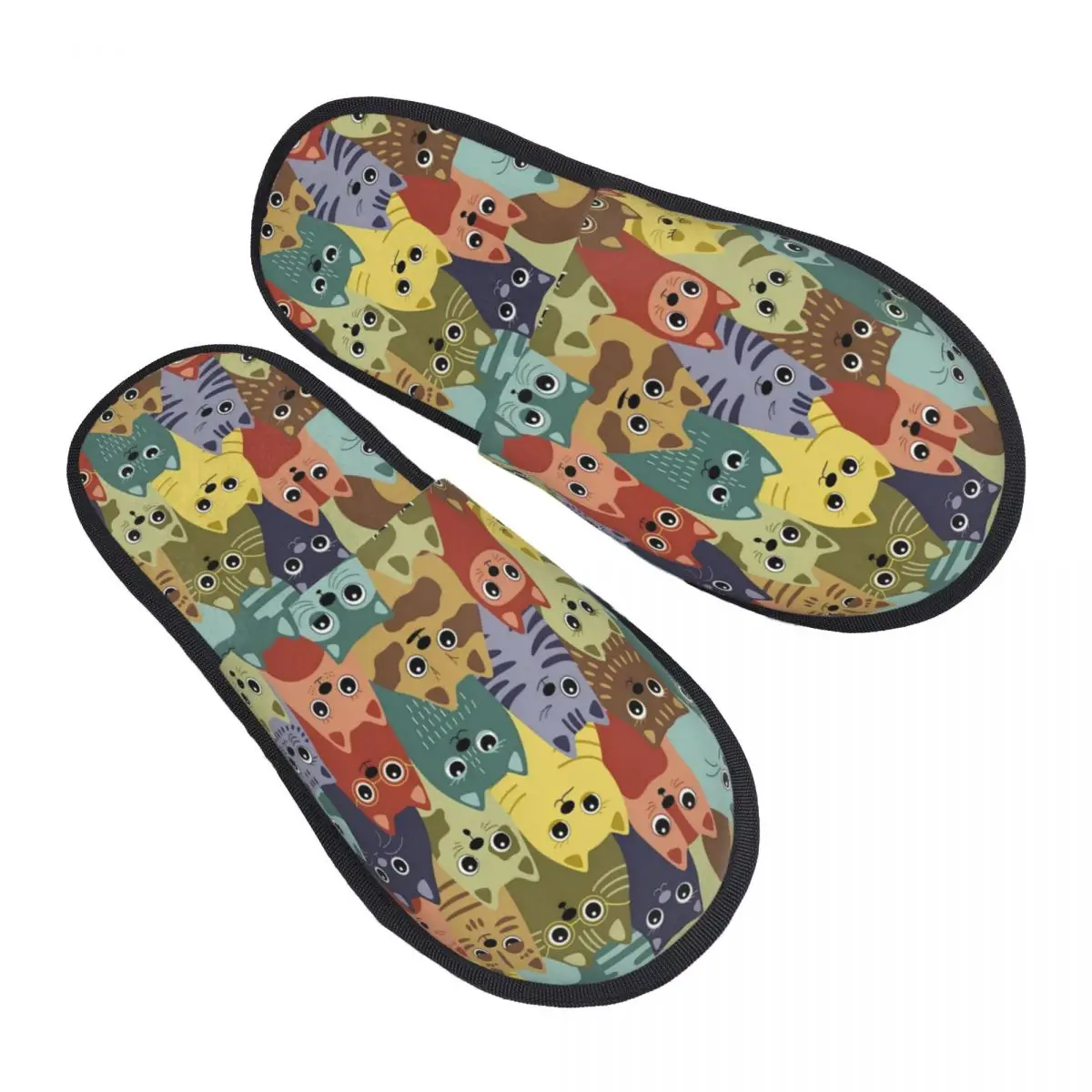 Packed Cat Breeds Multi Comfy Scuff With Memory Foam Slippers Women Bedroom House Shoes