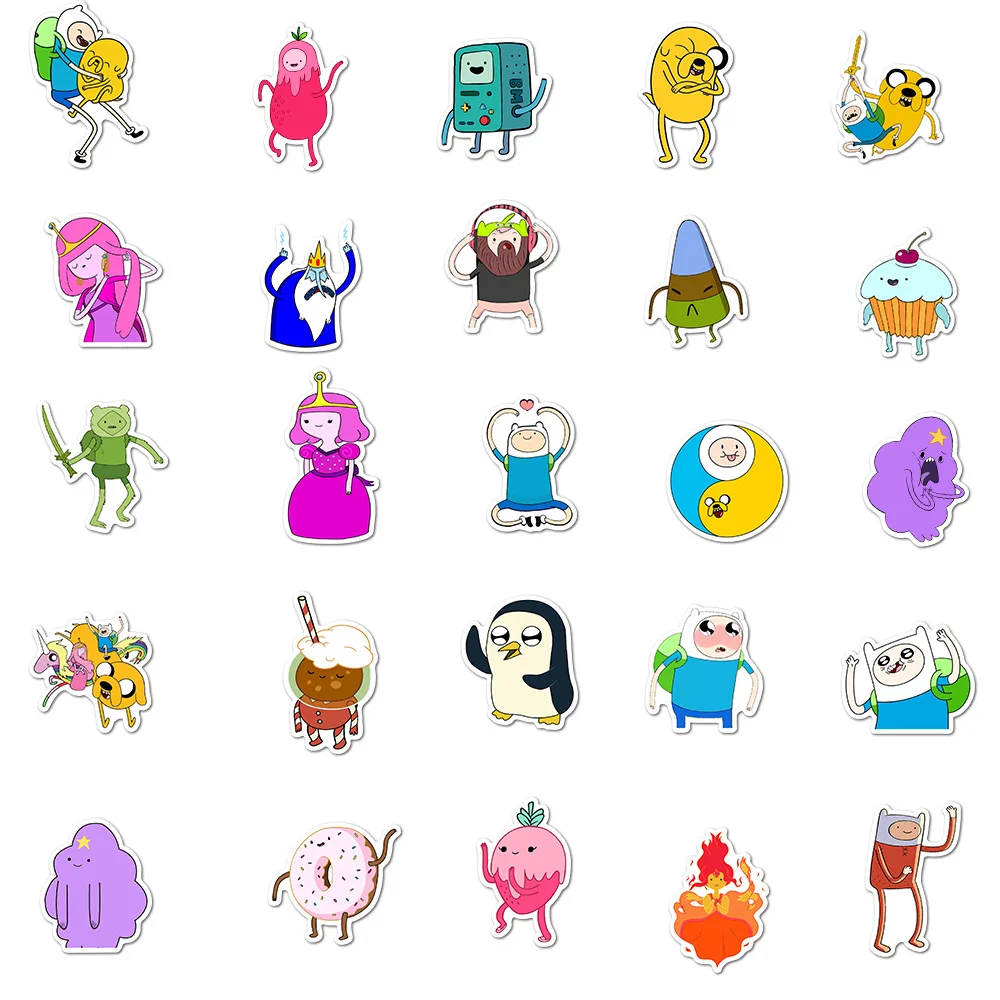 100Pcs Adventure Time Stickers Cartoon Animation Luggage Scooter Laptop Refrigerator Graffiti Stickers Decorative Toys