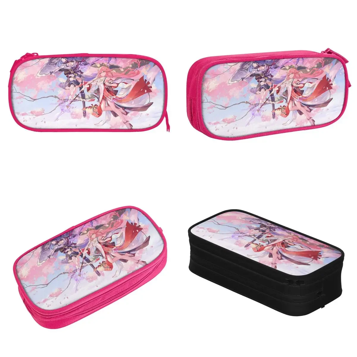 Yae Miko Genshin Impact Raiden Shogun Pencil Case Creative Pen Bag Kids Big Capacity School Supplies Zipper Pencilcases