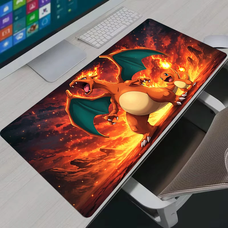 Mauspad, Gaming-Zubehör, große Charizard-Schreibtischunterlage, Gamer, Computer, Büro, PC, Laptop, Tastatur, Schreibtischunterlage, Anime, Pokemon, Mausepad