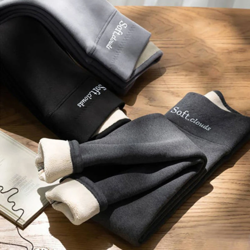 Autumn Winter Warm Pant Added Plush Thicken Outer Wear Fashion High Waist Small Feet fleecing Lamb Cashmere Bottom Cotton Pants