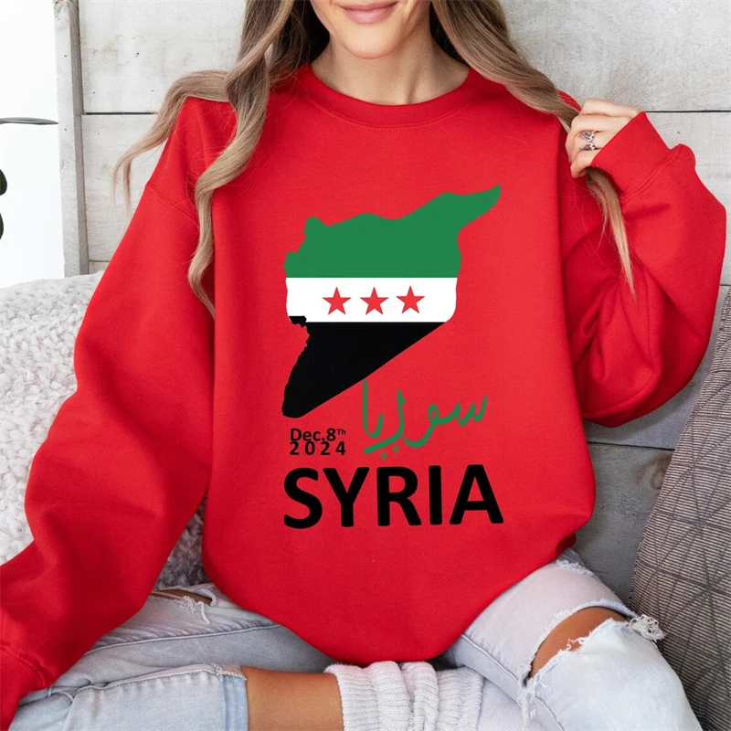 Free Syria Grpahic Sweatshirt For Women Clothes 2024 Syria Flag Long Sleeved Street Casual Hoodie Pullovers Sports GYM Tops 6XL