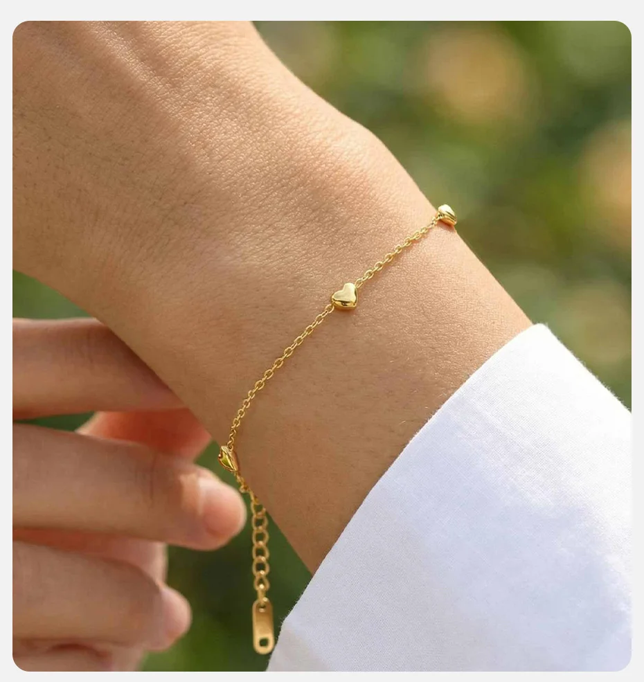 Vnox Minimalistisches 18K Vergoldetes Herzförmiges Kettenarmband für Frauen Rostfreier Stahl Tägliches Wasserdichtes Armband Schmuck – Detail 2