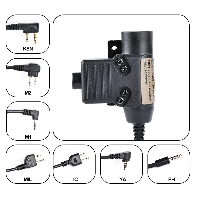 WADSN Tactical U94 PTT 7.0 Cable Plug Headset Adapter for Walkie Talkie TYT F8 ipsc accessories Radio Motorola Kenwood