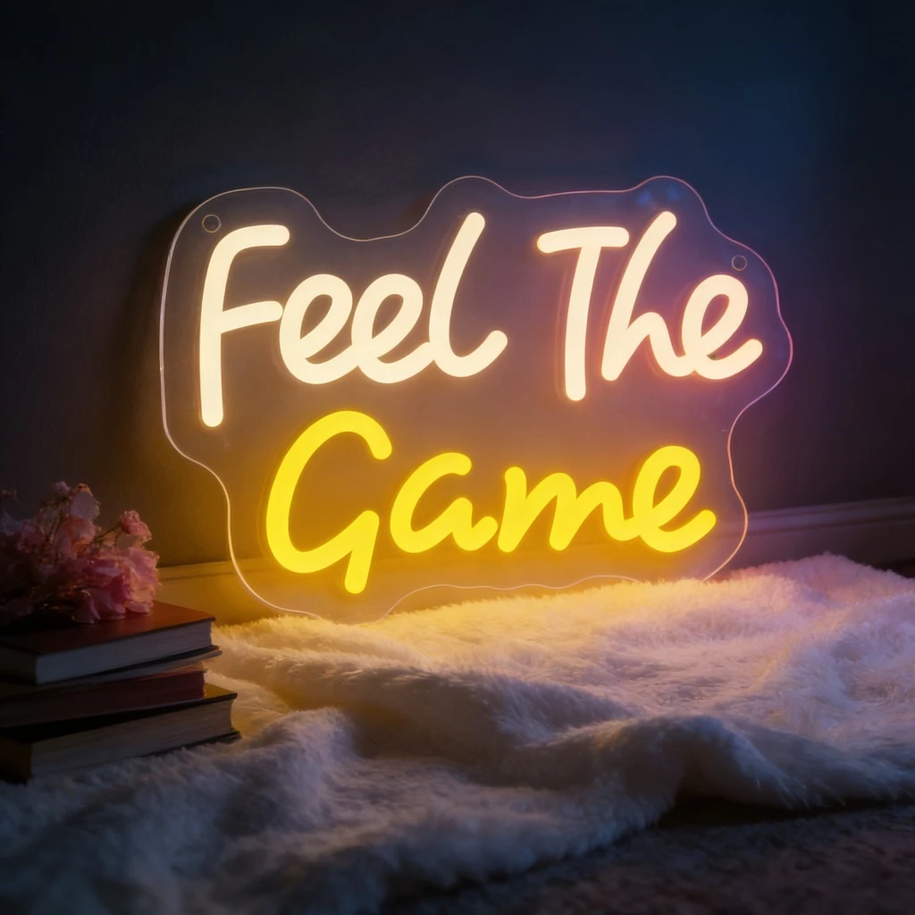 

Светодиодная неоновая вывеска «Feel The Game» для игровой комнаты, спальни, домашнего декора, настенный светильник, создающий захватывающую атмосферу, питание от USB