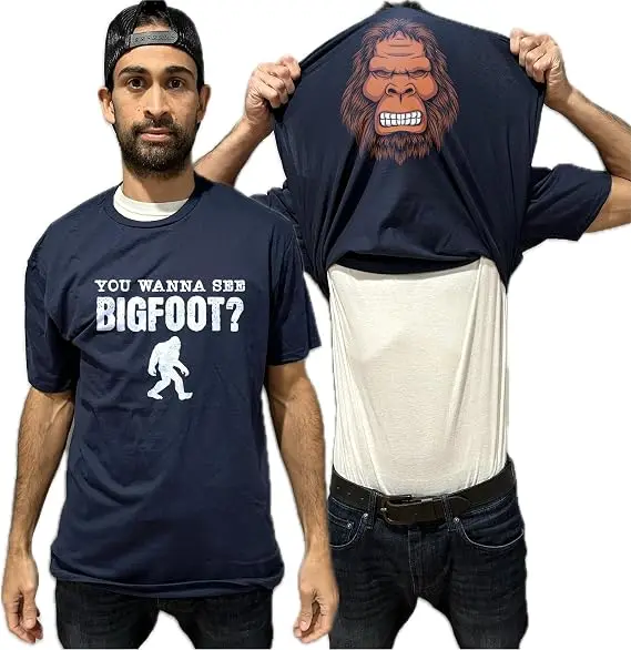 Willst du Bigfoot sehen? Lustiges Flip-Shirt Sasquatch T-Shirt - Bigfoot Shirt - Y2k Humor Neuheitengeschenk für Männer Weiches Baumwoll-T-Shirt – Detail 6