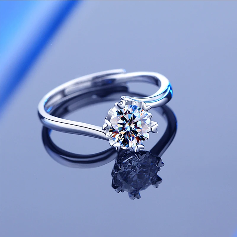 

Classic twisted arm snowflake 1CT lab-grown diamond ring, 925 silver plated with white gold set With Certificate