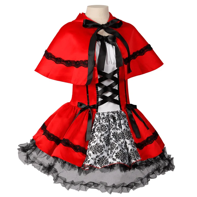 Costume Lace Up German Oktoberfest Dirndl Dress Apron Short Sleeve Cosplay Party Dress