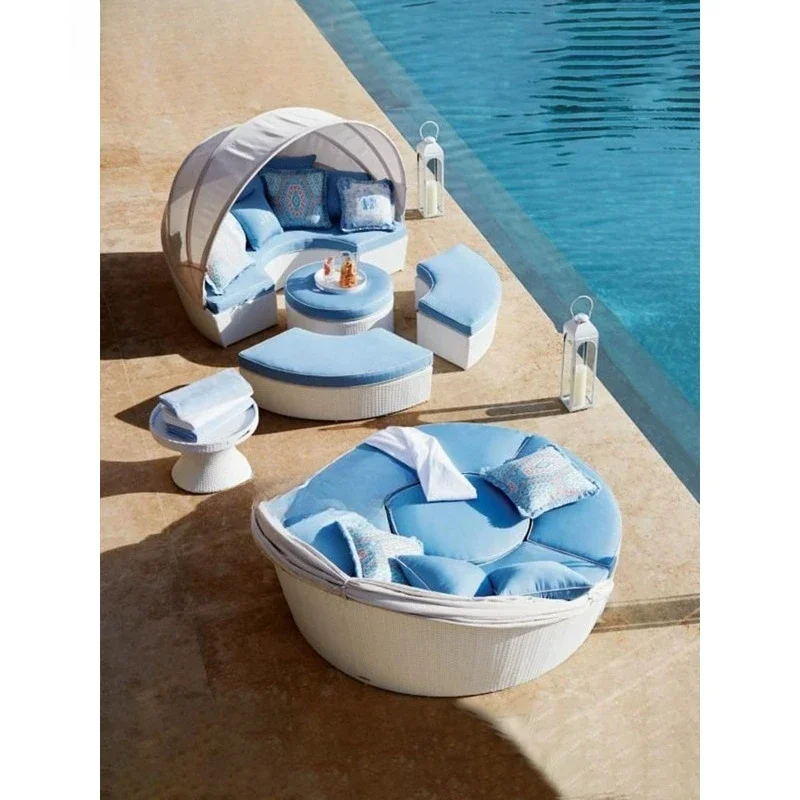 Outdoor bed, courtyard villa pool lazy sofa bed
