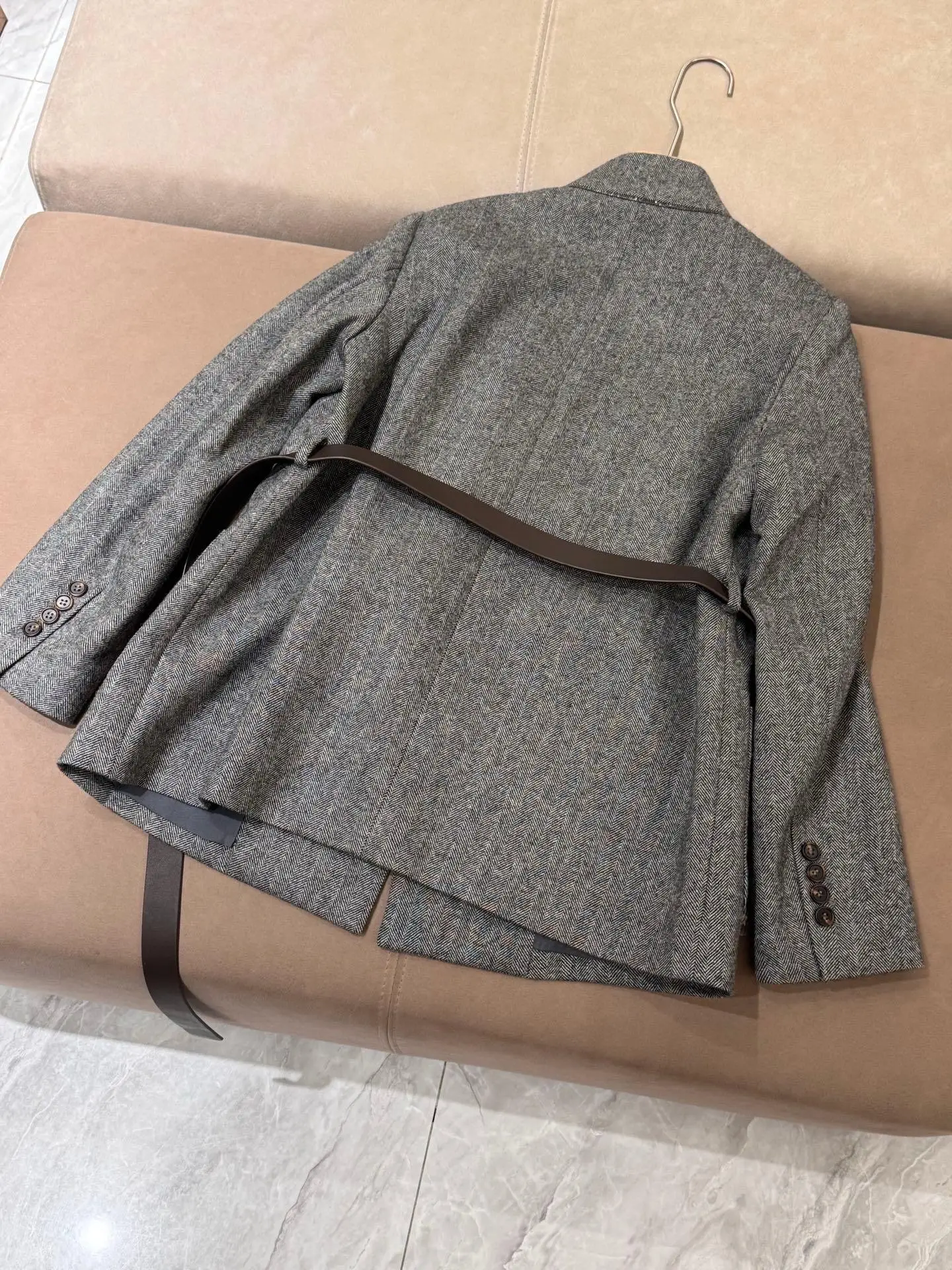 Women's luxurious autumn fashionable casual herringbone wool suit