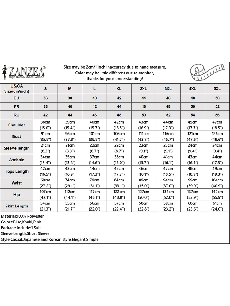 2025 ZANZEA Women Summer Dress Sets Lapel Fashion Short Sleeve Tops and Knee-length Skirts Two-piece Outfits Sweet Korean 2pcs