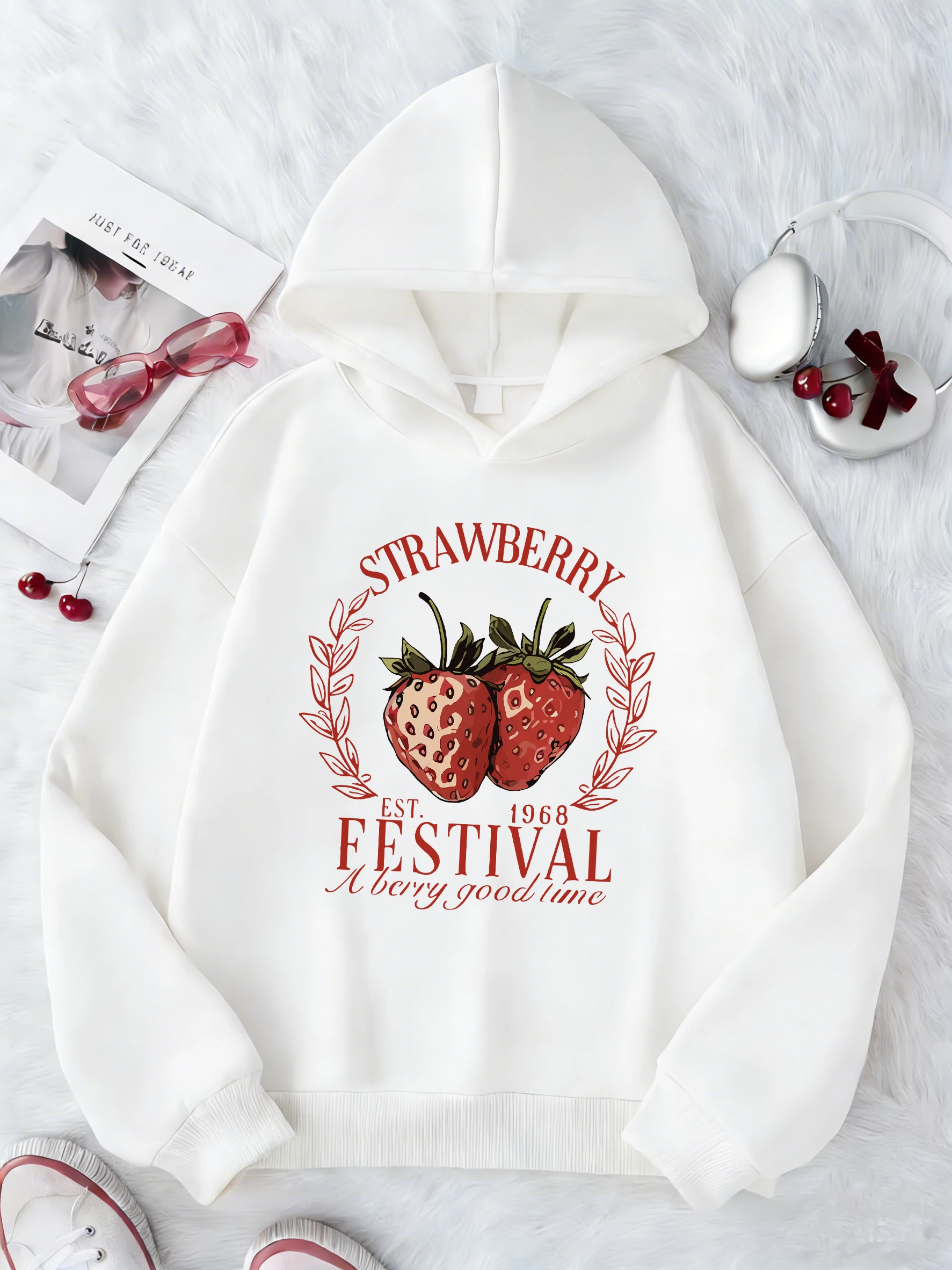 Kapuzenpullover mit Erdbeer-Design, bedruckt, Kinder-Sweatshirt, süßer Kapuzenpullover für Jungen und Mädchen, langärmelige Freizeitkleidung