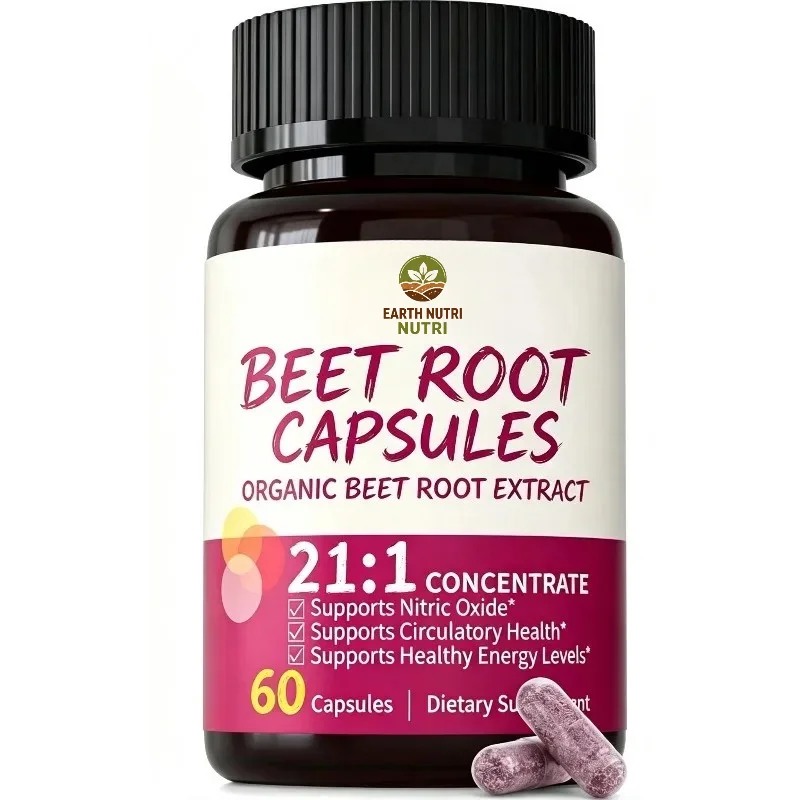 Organic Beetroot Capsules 17850mg 21:1 Concentrated Beetroot Supplement 60 Capsules