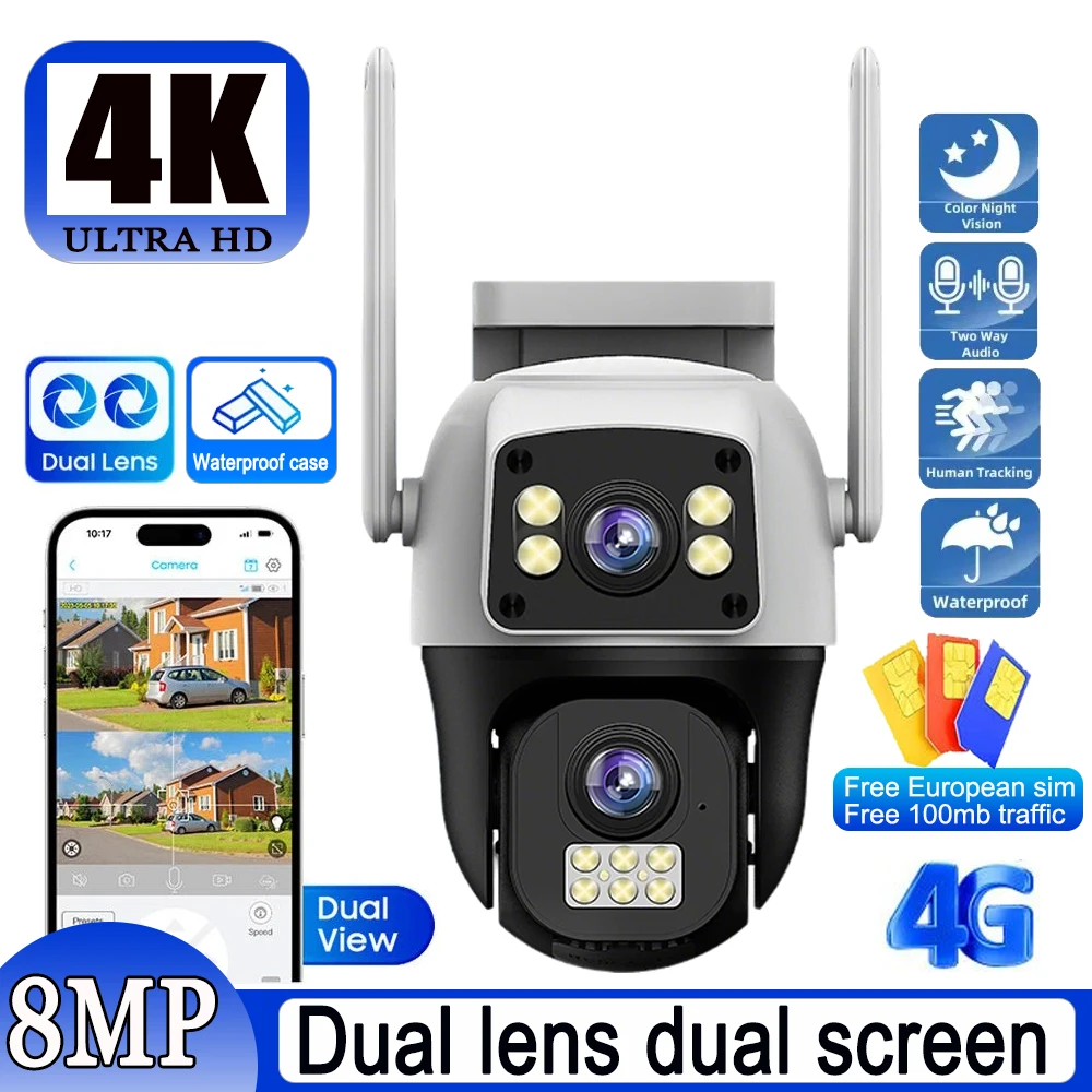 48mp-4g-sim-card-camera-dual-lens-dual-screen-wireless-outdoor-surveillance-human-detect-security-protection-ptz-ip-cameras