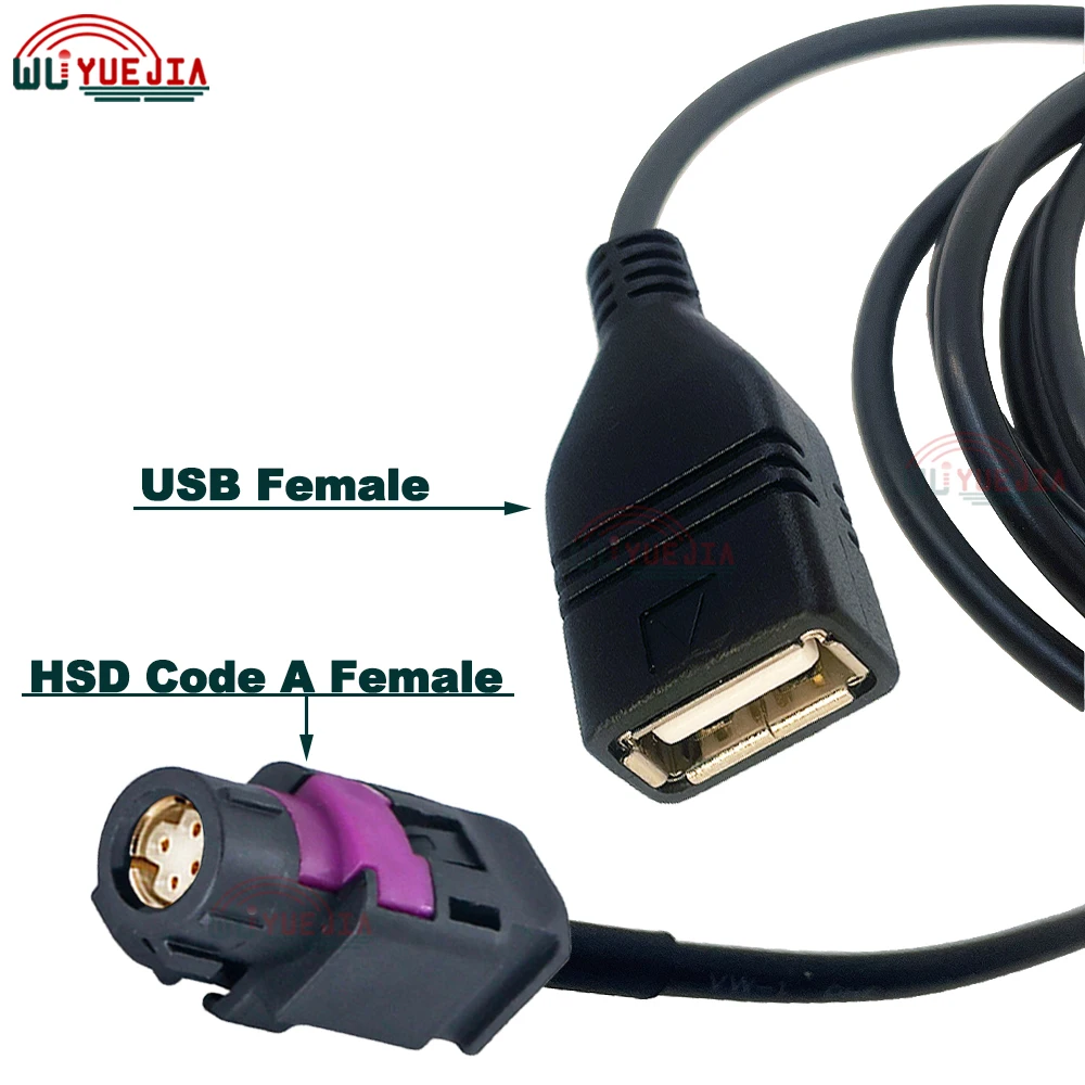 HSD to USB Cable USB AM / AF to 4 Pin HSD Black Code A Female Jack LVDS Cable Car Head Unit Control Screen RCC NAC Cable Adapter