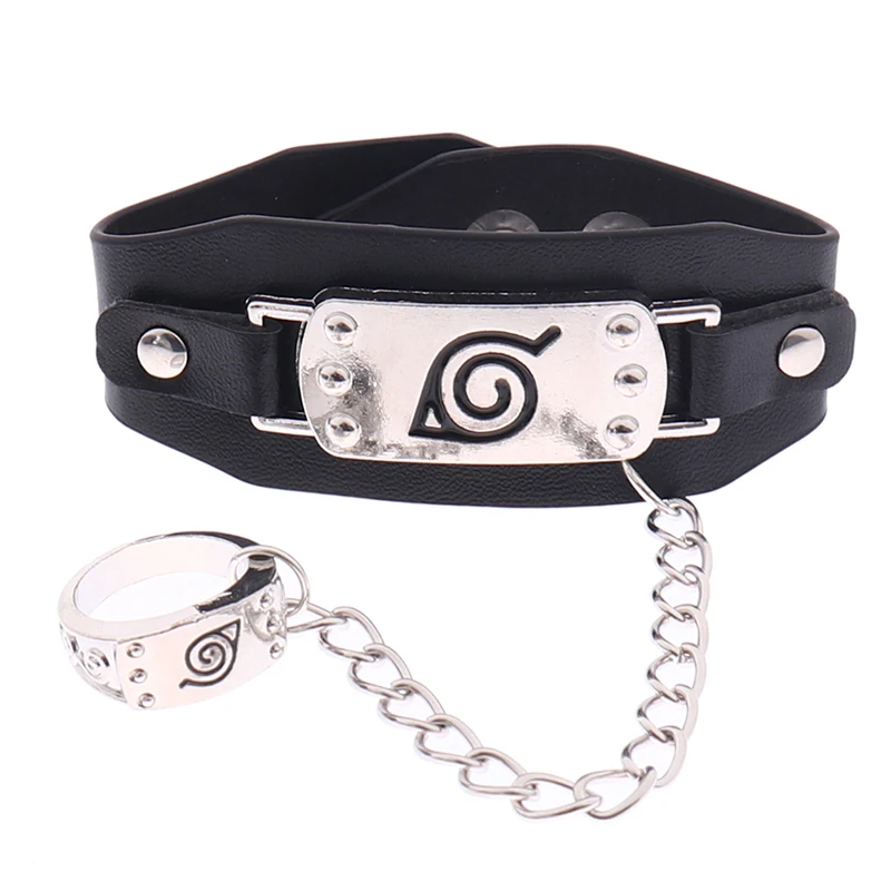 Anime Naruto Bracelet Necklace With Ring Hatake Kakashi Cosplay Costumes Accessories Naruto Bracelet Finger Ring Anime Props