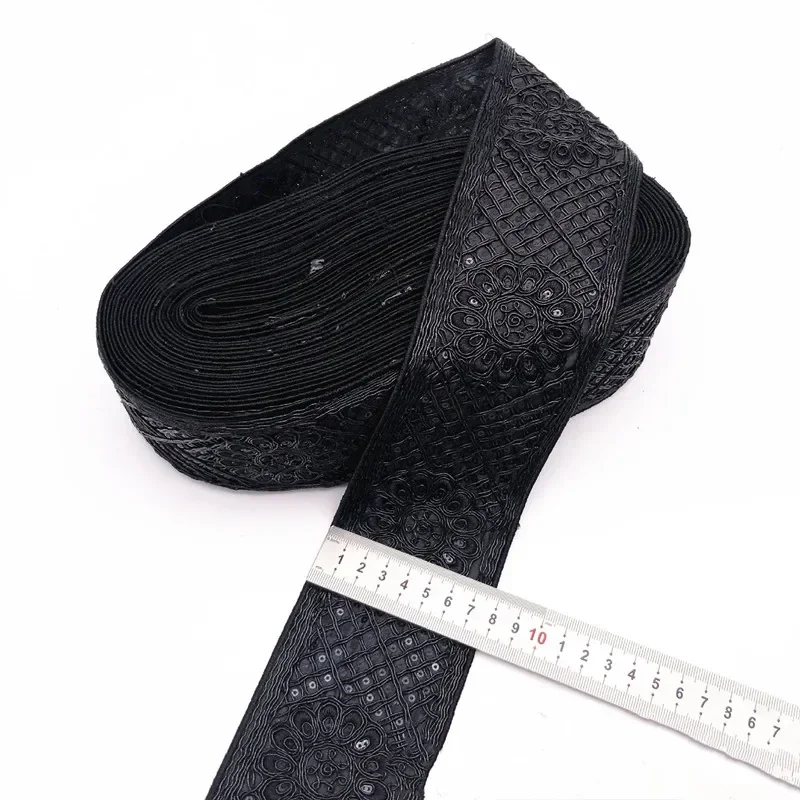 1 Yards Black Fabric Ribbon Lace Trims Clothing Decorative Embroidered