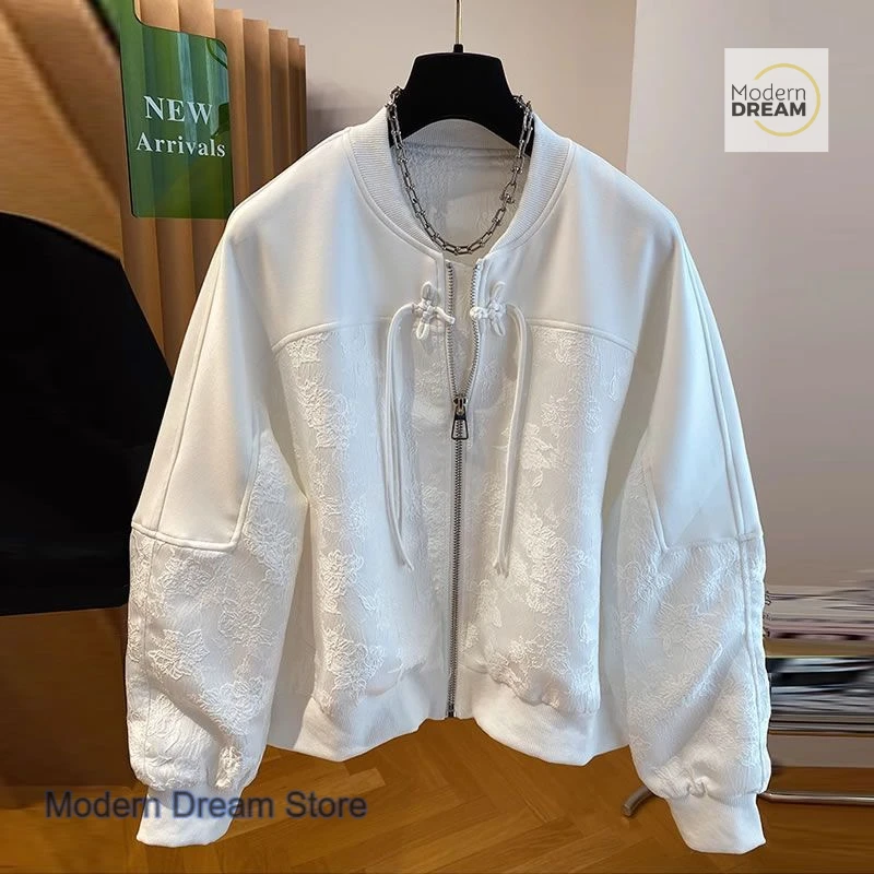 New Chinese style buckle coat women's spring and autumn new fashion Joker casual loose plus size baseball uniform women's jacket