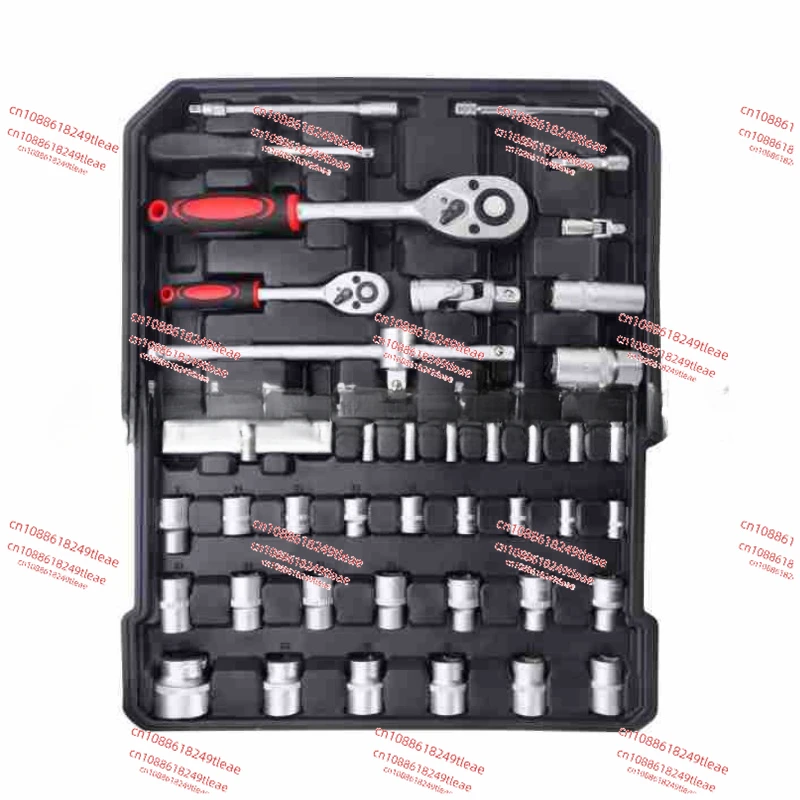 187-408 Aluminum Case Combination Household Hardware Set Auto Repair Aluminum Trolley Case Sleeve Black Box Gold Wheel