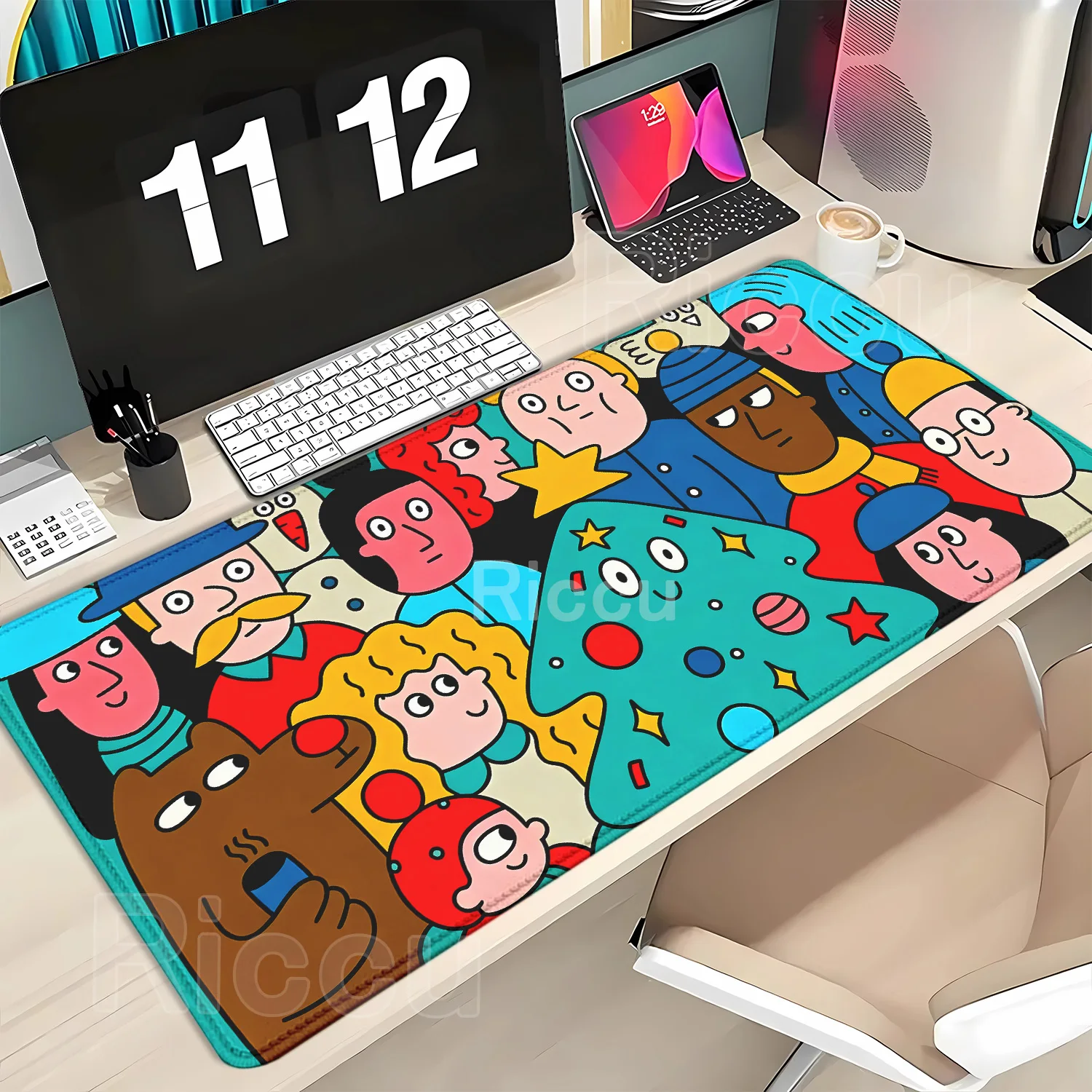Cartoon Cute Graffiti Anti-slip Leather Mousepad Office Desk Mat Mouse Pad Computer Speed Type Carpet Mat Player Laptop Keyboard