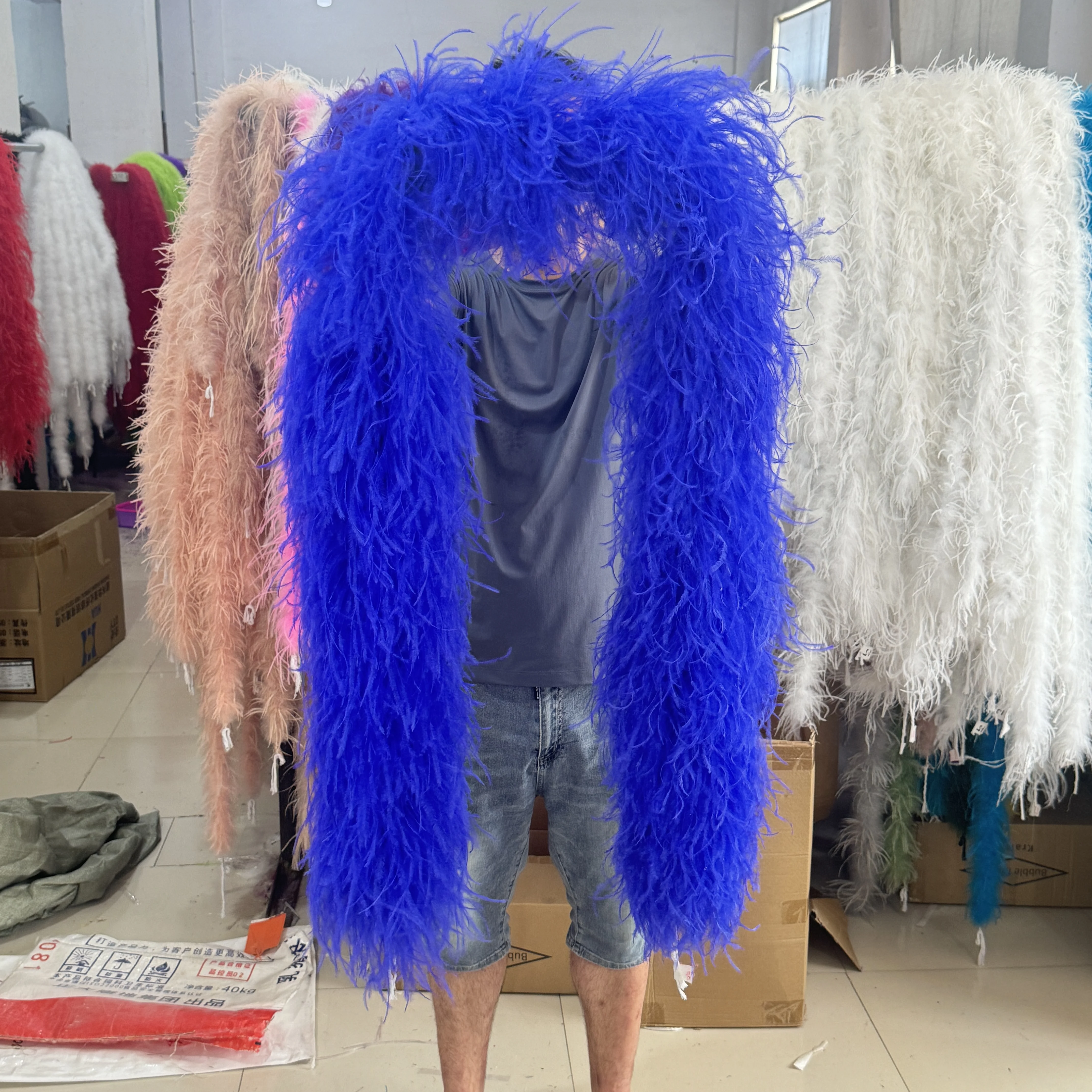 

3 6 10 15 20Ply Fluffy Boa Natural Ostrich Feathers Scarf for Party Dress Decoration plume Ribbon Multicolor Luxury Tops Making