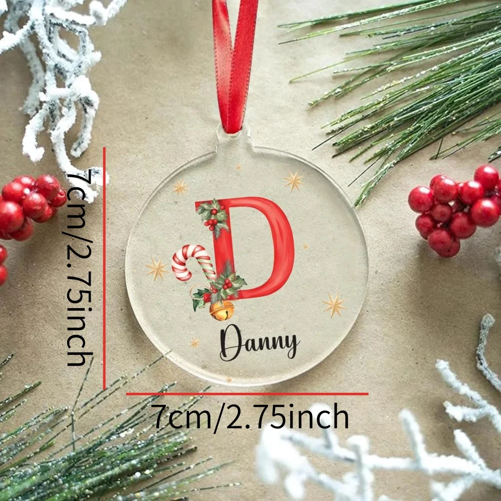 1 PC Custom Acrylic Christmas Tree Ornament, Personalized Initial & Text Decoration for Holiday Party