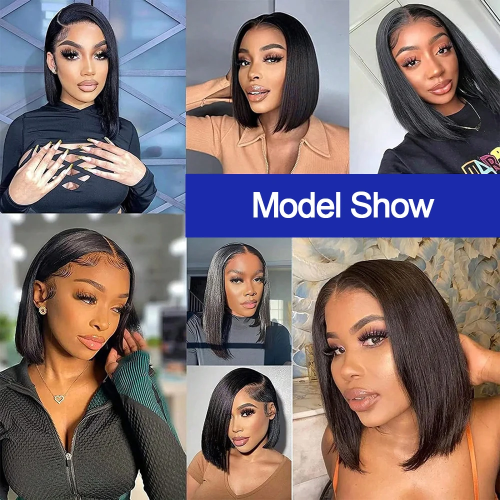 Vietnamese Bone Straight Braided Virgin Frontal Wig PrePlucked Human Hair Glueless Short Bob Wigs 13x6 Hd Lace Front Wigs view 7